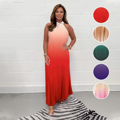 Gefaltetes Neckholder-Kleid mit Farbverlauf