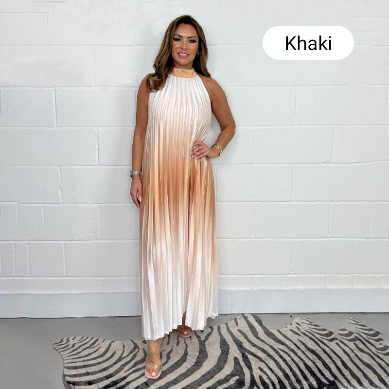 Gefaltetes Neckholder-Kleid mit Farbverlauf