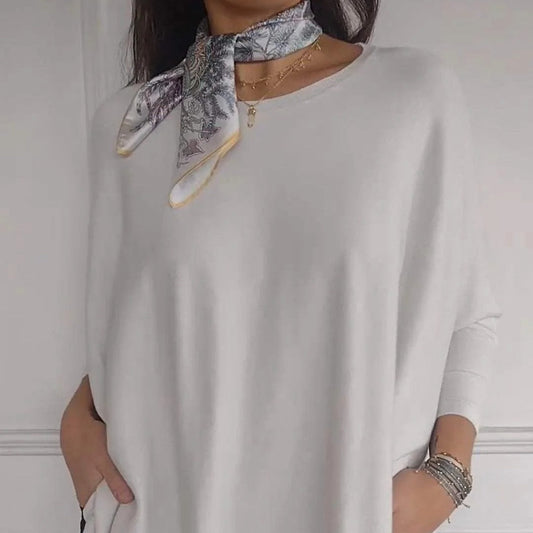 Locker Strickoberteil mit Rundhalsausschnitt für Frauen