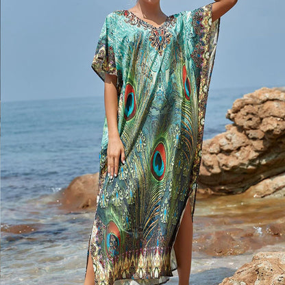 Strandkaftan mit Federprint für Frauen