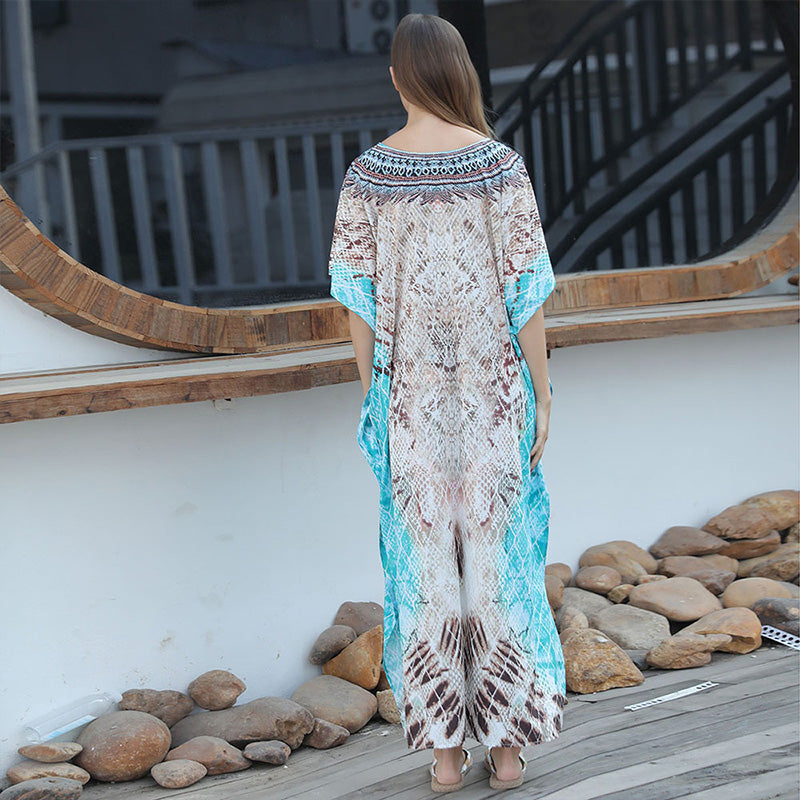 Strandkaftan mit Federprint für Frauen