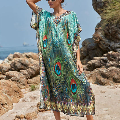 Strandkaftan mit Federprint für Frauen