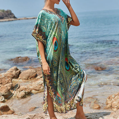 Strandkaftan mit Federprint für Frauen