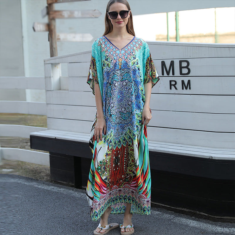 Strandkaftan mit Federprint für Frauen