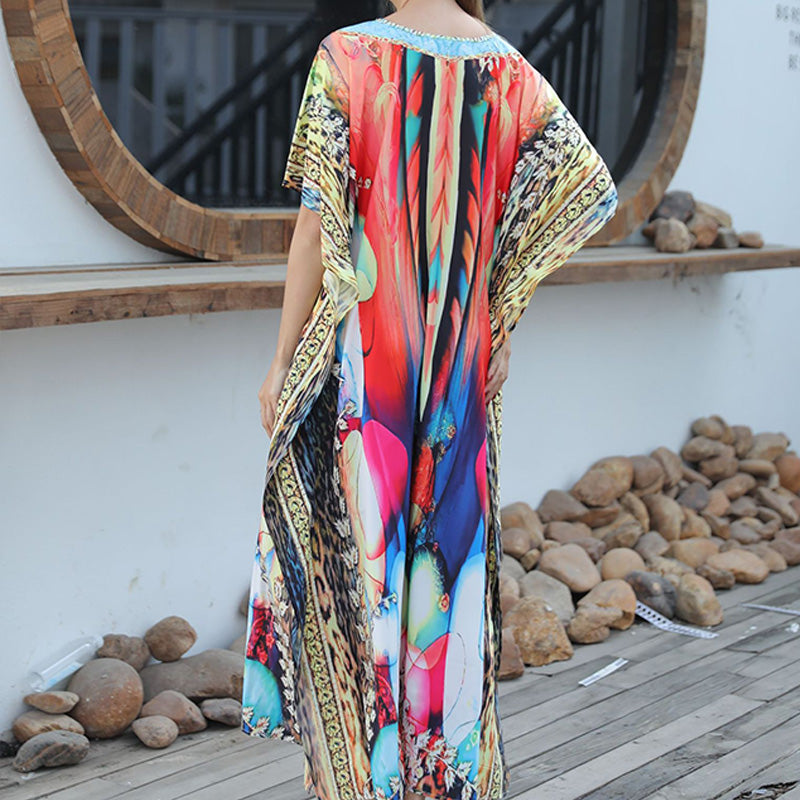 Strandkaftan mit Federprint für Frauen