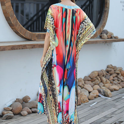 Strandkaftan mit Federprint für Frauen
