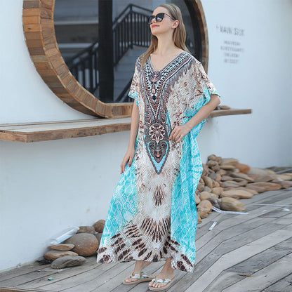 Strandkaftan mit Federprint für Frauen