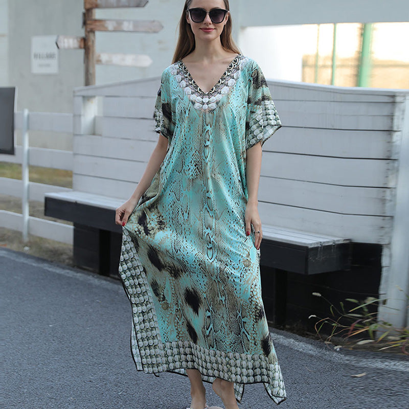 Strandkaftan mit Federprint für Frauen
