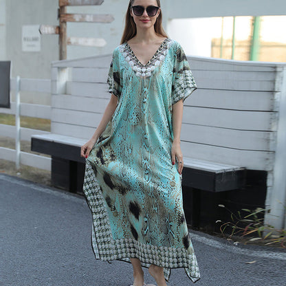 Strandkaftan mit Federprint für Frauen