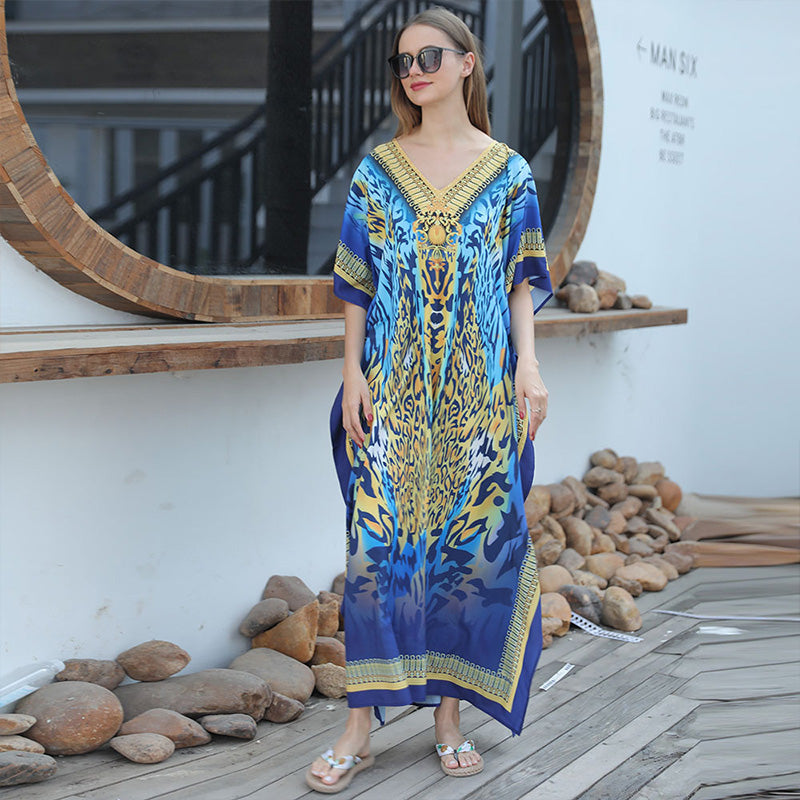 Strandkaftan mit Federprint für Frauen