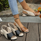 Damen-Sandalen mit Peep-Toe und niedrigem Blockabsatz