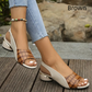 Damen-Sandalen mit Peep-Toe und niedrigem Blockabsatz