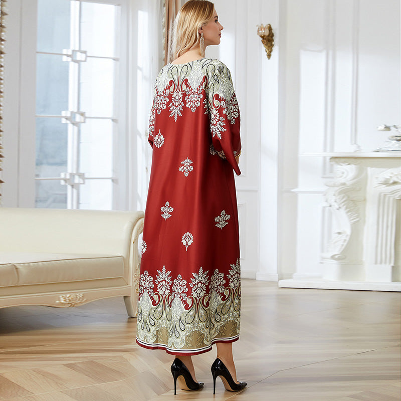 🎀 2024 Neuester Stil （✈️ Kostenlose Lieferung）💃 Rot bedruckte muslimische Abayas für Frauen