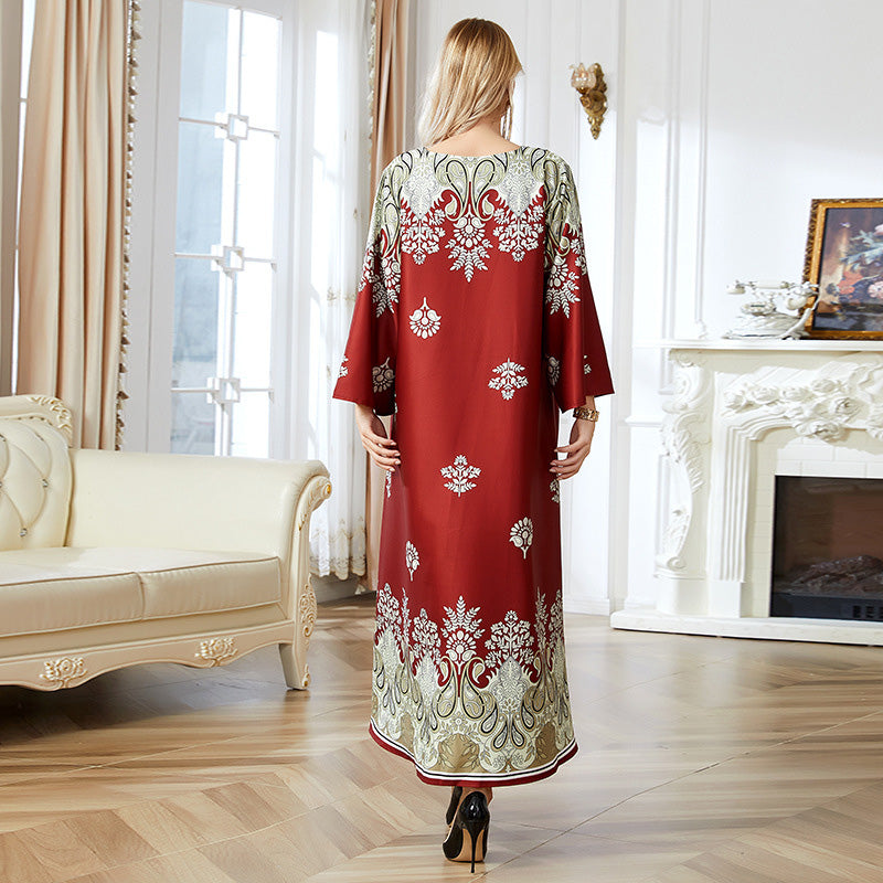 🎀 2024 Neuester Stil （✈️ Kostenlose Lieferung）💃 Rot bedruckte muslimische Abayas für Frauen