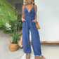 Denim-Jumpsuit mit tiefem V-Ausschnitt für Damen