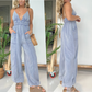 Denim-Jumpsuit mit tiefem V-Ausschnitt für Damen