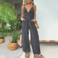 Denim-Jumpsuit mit tiefem V-Ausschnitt für Damen