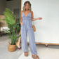 Denim-Jumpsuit mit tiefem V-Ausschnitt für Damen