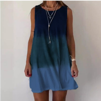 Ärmelloses Kleid mit Rundhalsausschnitt und Farbverlaufsdruck