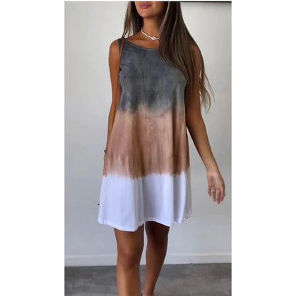 Ärmelloses Kleid mit Rundhalsausschnitt und Farbverlaufsdruck