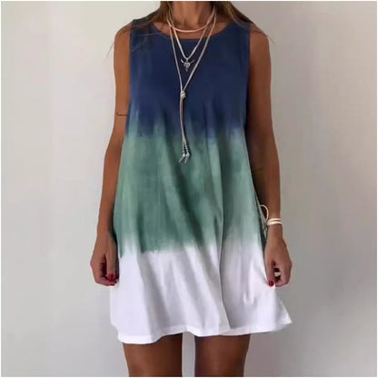 Ärmelloses Kleid mit Rundhalsausschnitt und Farbverlaufsdruck