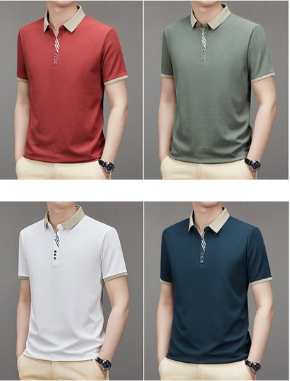 Sommer neues gestreiftes Jacquard-Waffel-Kurzarm-T-Shirt für Herren