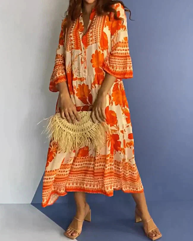 Swingkleid mit Druck und 3/4 Ärmel für Damen
