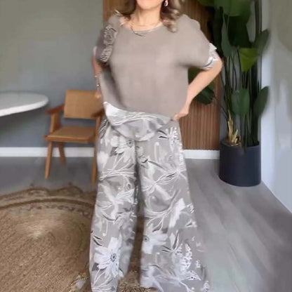 Lässiges 2-teiliges Set mit Blumendruck für Damen