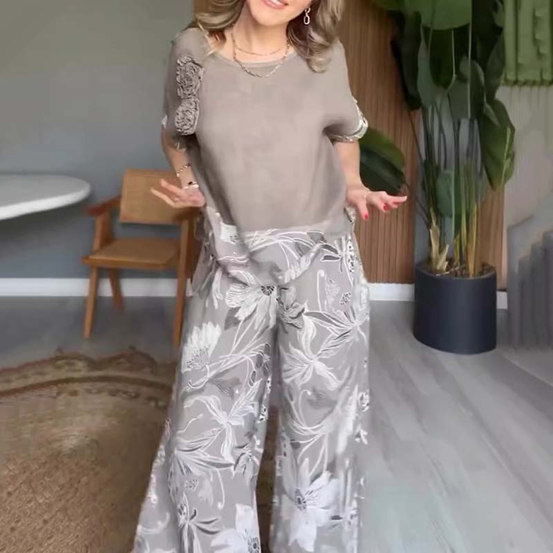 Lässiges 2-teiliges Set mit Blumendruck für Damen