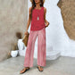 Modischer, bedruckter zweiteiliger Damen-Outfit mit ärmellosem Oberteil & Hose