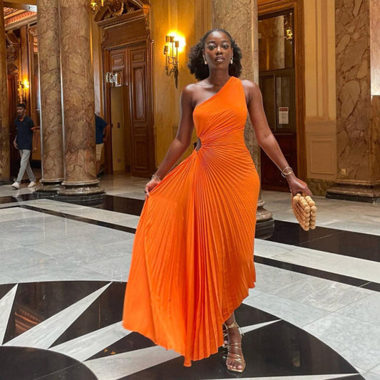 Elegantes plissiertes One-Shoulder-Kleid für Damen