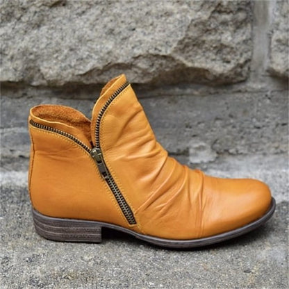 Schicker bequemer Damenstiefel mit seitlichem Reißverschluss aus PU-Leder