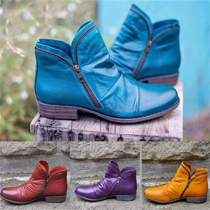 Schicker bequemer Damenstiefel mit seitlichem Reißverschluss aus PU-Leder