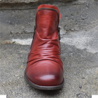 Schicker bequemer Damenstiefel mit seitlichem Reißverschluss aus PU-Leder