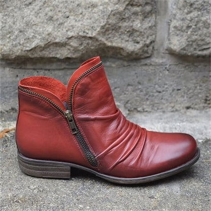 Schicker bequemer Damenstiefel mit seitlichem Reißverschluss aus PU-Leder