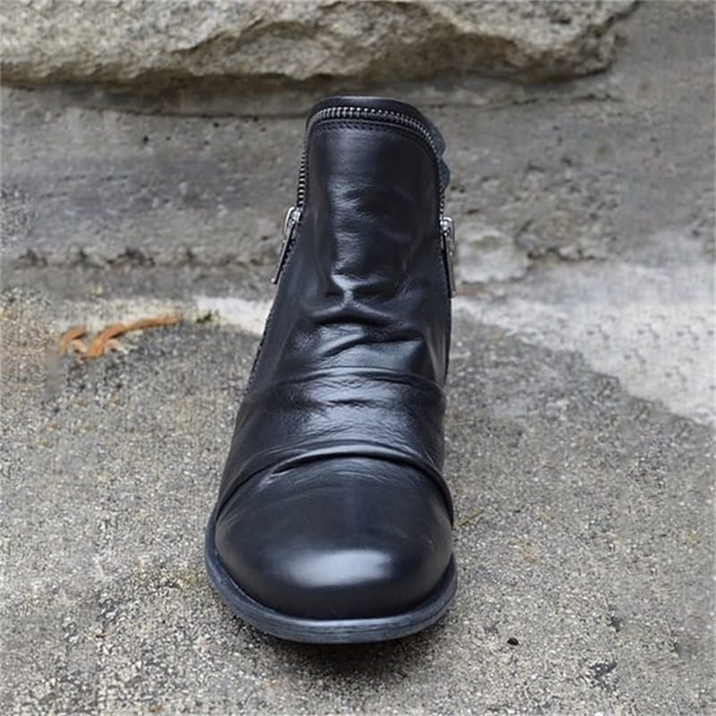 Schicker bequemer Damenstiefel mit seitlichem Reißverschluss aus PU-Leder