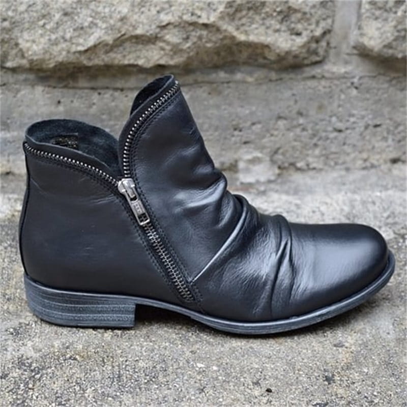Schicker bequemer Damenstiefel mit seitlichem Reißverschluss aus PU-Leder