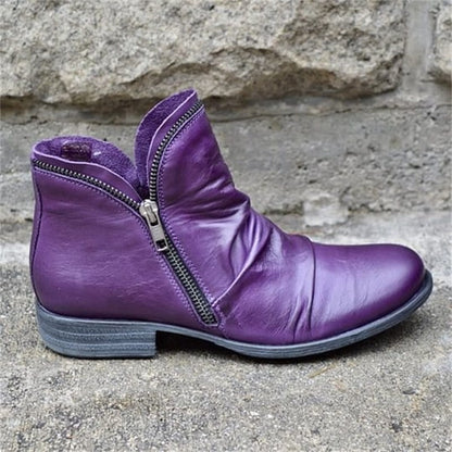 Schicker bequemer Damenstiefel mit seitlichem Reißverschluss aus PU-Leder