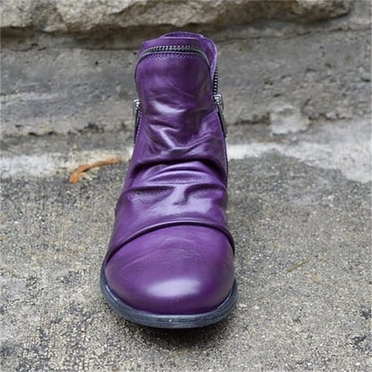 Schicker bequemer Damenstiefel mit seitlichem Reißverschluss aus PU-Leder