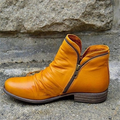 Schicker bequemer Damenstiefel mit seitlichem Reißverschluss aus PU-Leder