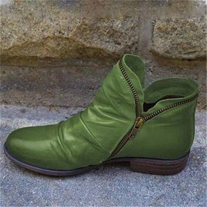 Schicker bequemer Damenstiefel mit seitlichem Reißverschluss aus PU-Leder
