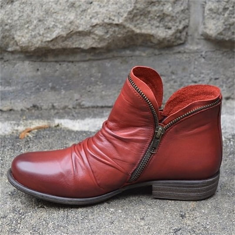 Schicker bequemer Damenstiefel mit seitlichem Reißverschluss aus PU-Leder