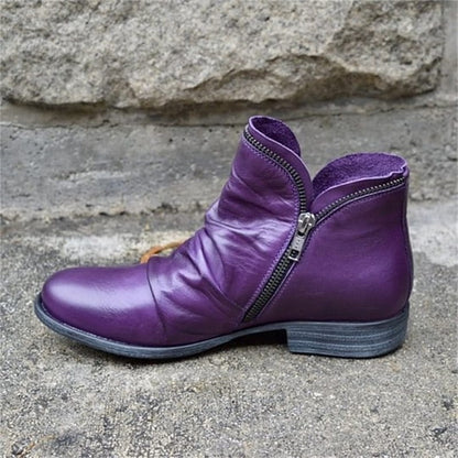 Schicker bequemer Damenstiefel mit seitlichem Reißverschluss aus PU-Leder