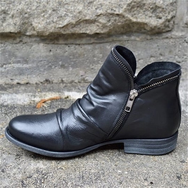 Schicker bequemer Damenstiefel mit seitlichem Reißverschluss aus PU-Leder