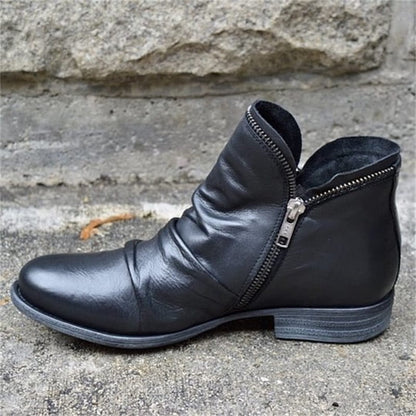 Schicker bequemer Damenstiefel mit seitlichem Reißverschluss aus PU-Leder
