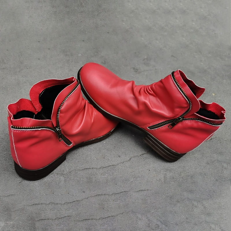 Schicker bequemer Damenstiefel mit seitlichem Reißverschluss aus PU-Leder