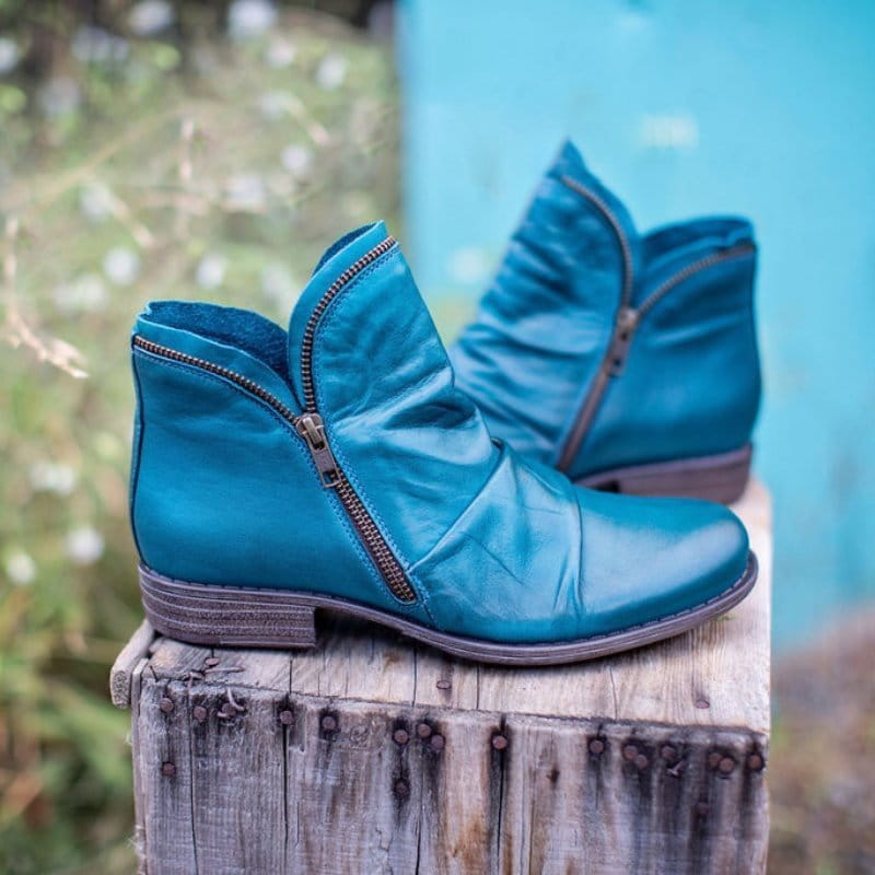 Schicker bequemer Damenstiefel mit seitlichem Reißverschluss aus PU-Leder