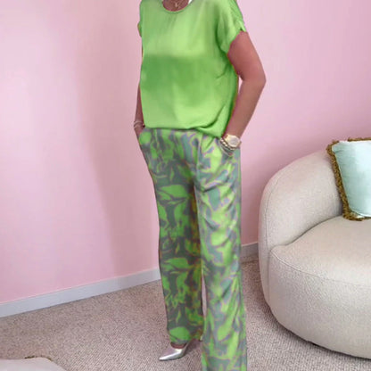 🔥Sommerschlussverkauf🔥2-teiliges Set aus Oberteil und bedruckter Hose mit weitem Bein