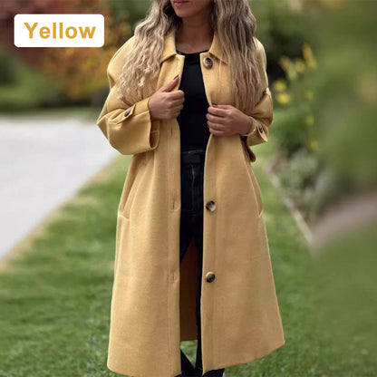 Langes, unifarbenes Knopfkleid für Frauen