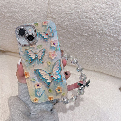 Handyhülle mit Ölgemälde Blume Schmetterling für iPhone